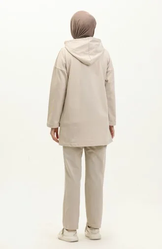 طقم رياضي خيطان بقبعة 03056-04 بيج 03056-04