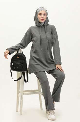 Two Thread Hooded Tracksuit Set 03056-05 Anthracite 03056-05