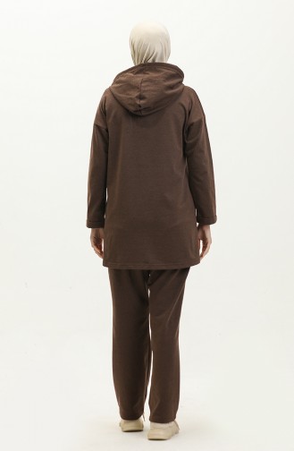 Two Thread Hooded Tracksuit Set 03056-06 Brown 03056-06
