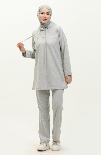 Two Thread Hooded Tracksuit Set 03056-09 Gray 03056-09