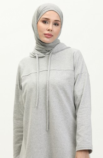 Two Thread Hooded Tracksuit Set 03056-09 Gray 03056-09