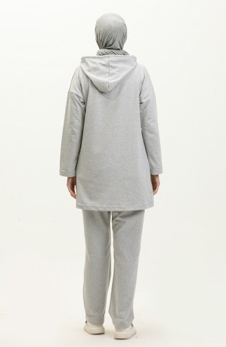 Two Thread Hooded Tracksuit Set 03056-09 Gray 03056-09