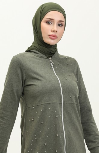 İki İplik İncili Eşofman Takım 3038-02 Haki