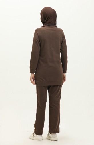 Two Thread Pearl Tracksuit Set 3038-07 Brown 3038-07