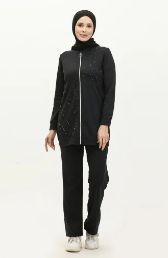 طقم رياضي خيطان بلؤلؤ 3038-10 أسود 3038-10