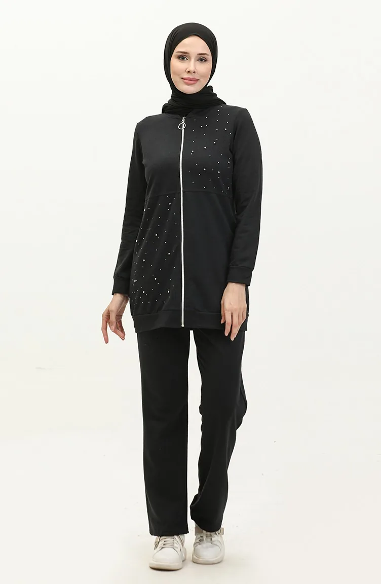 طقم رياضي خيطان بلؤلؤ 3038-10 أسود 3038-10