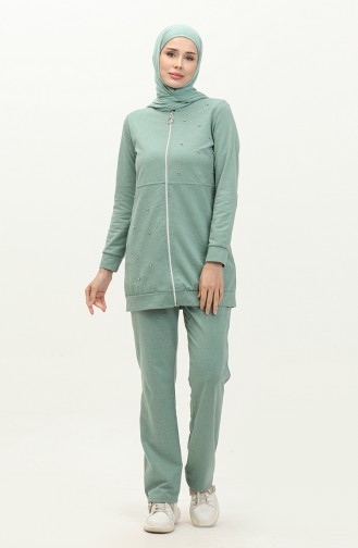 Two Thread Pearl Tracksuit Set 3038-11 Green 3038-11