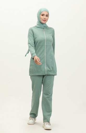 Two Thread Pearl Tracksuit Set 3038-11 Green 3038-11