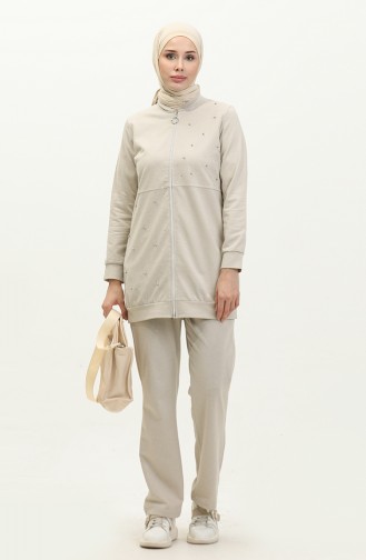 Two Thread Pearl Tracksuit Set 3038-12 Beige 3038-12