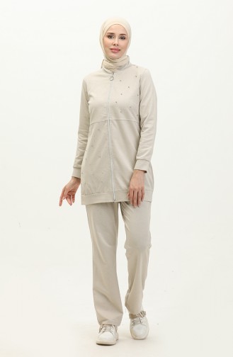 Two Thread Pearl Tracksuit Set 3038-12 Beige 3038-12