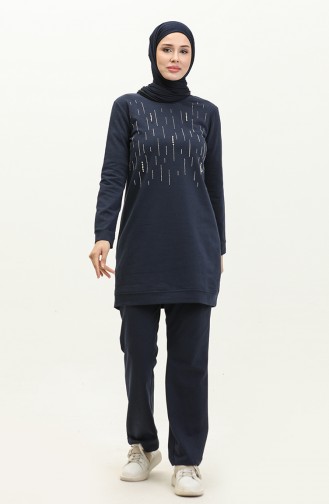 Two Thread Stone Tracksuit Set 3048-14 Dark Blue 3048-14