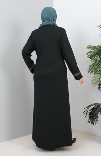 Große Mit Steinen Bedruckte Abaya 4255-04 Smaragdgrün 4255-04