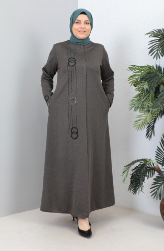 Plus Size Satin Fabric Stoned Abaya 4256-01 Mink 4256-01