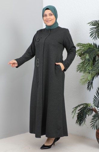 Großer Atlas-Stoff Stone Abaya 4256-02 Anthrazit 4256-02