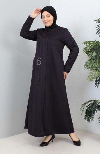 Plus Size Atlas Fabric Stoned Abaya 4256-04 Purple 4256-04