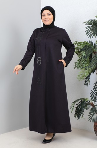 Plus Size Atlas Fabric Stoned Abaya 4256-04 Purple 4256-04