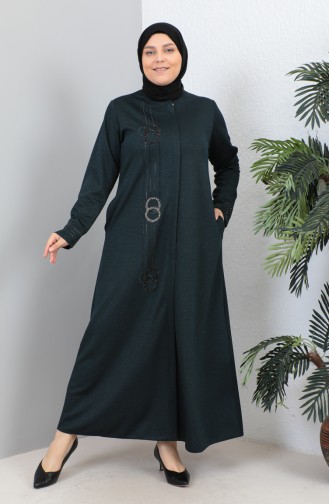 Plus Size Satin Fabric Stoned Abaya 4256-06 Oil 4256-06