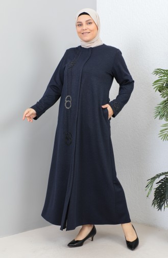 Großer Atlas-Stoff Stone Abaya 4256-07 Marineblau 4256-07