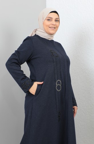 Großer Atlas-Stoff Stone Abaya 4256-07 Marineblau 4256-07