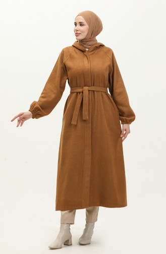 Hooded Long Cashmere Coat 3198-01 Tan 3198-01