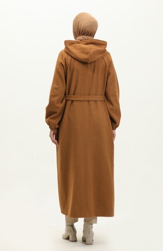 Hooded Long Cashmere Coat 3198-01 Tan 3198-01