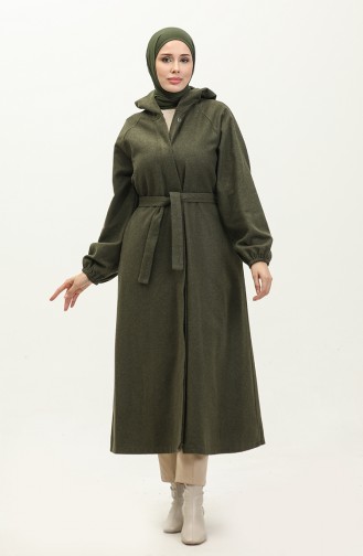 Langes Genähtes Cape Mit Kapuze 3198-04 Khaki 3198-04