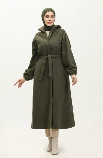 Langes Genähtes Cape Mit Kapuze 3198-04 Khaki 3198-04