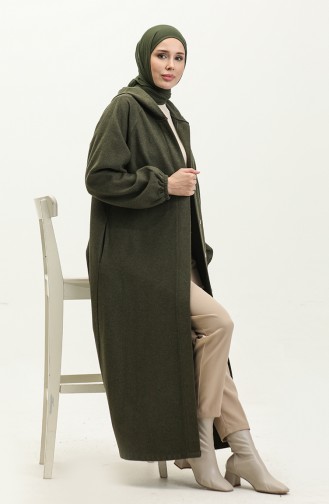 Langes Genähtes Cape Mit Kapuze 3198-04 Khaki 3198-04