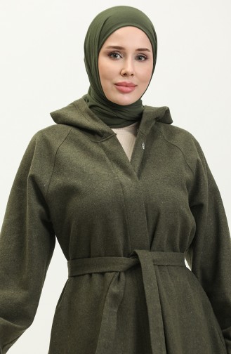 Langes Genähtes Cape Mit Kapuze 3198-04 Khaki 3198-04