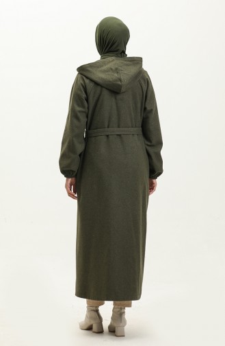 Langes Genähtes Cape Mit Kapuze 3198-04 Khaki 3198-04