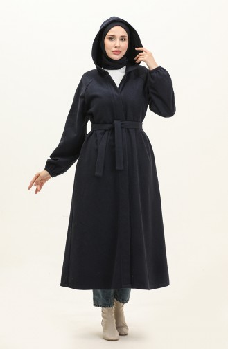 Hooded Long Stitched Cape 3198-05 Navy Blue 3198-05