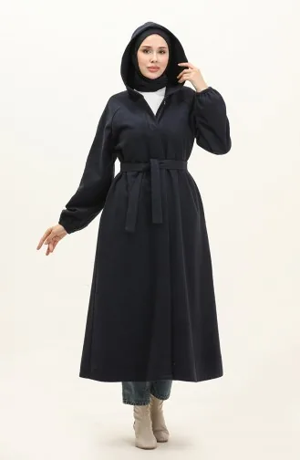 Langes Genähtes Cape Mit Kapuze 3198-05 Marineblau 3198-05