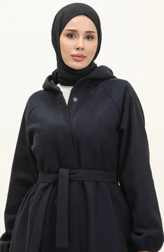 Langes Genähtes Cape Mit Kapuze 3198-05 Marineblau 3198-05