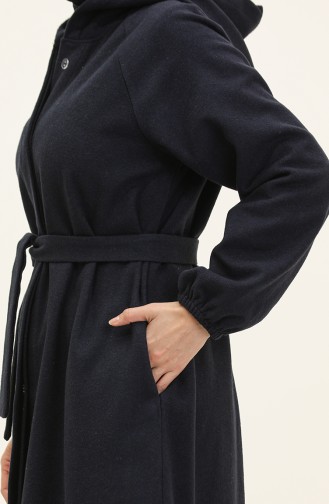 Hooded Long Stitched Cape 3198-05 Navy Blue 3198-05