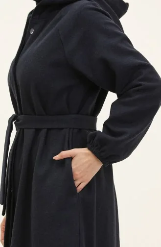 Langes Genähtes Cape Mit Kapuze 3198-05 Marineblau 3198-05