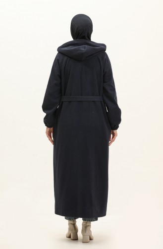 Hooded Long Stitched Cape 3198-05 Navy Blue 3198-05