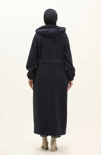 Langes Genähtes Cape Mit Kapuze 3198-05 Marineblau 3198-05