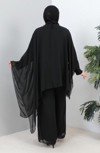 Plus Size Stone Evening Dress Suit 23031-01 Black 23031-01
