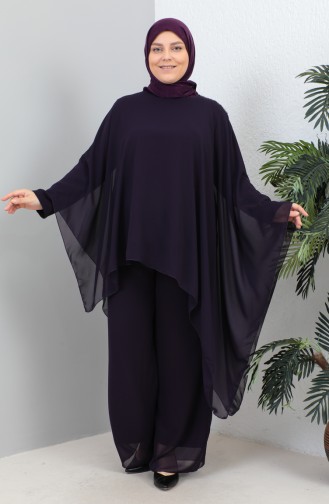 Tailleur Robe De Soirée Pierre Grande Taille 23031-02 Pourpre 23031-02