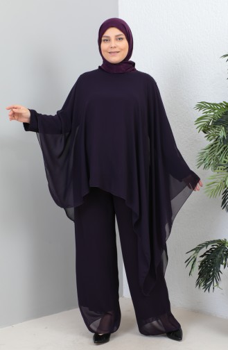 Tailleur Robe De Soirée Pierre Grande Taille 23031-02 Pourpre 23031-02
