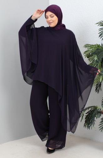 Tailleur Robe De Soirée Pierre Grande Taille 23031-02 Pourpre 23031-02