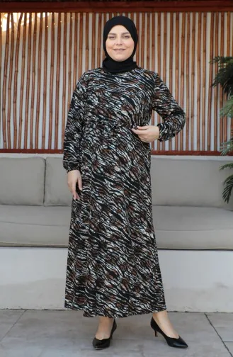 Großes Kleid Mit Gürtel 4579-03 Braun 4579-03