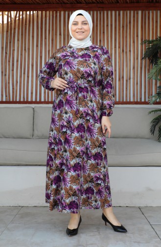 Plus Size Belted Dress 457Aa-02 Plum 4579A-02