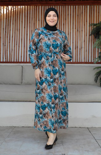 Plus Size Belted Dress 4579A-04 Blue 4579A-04