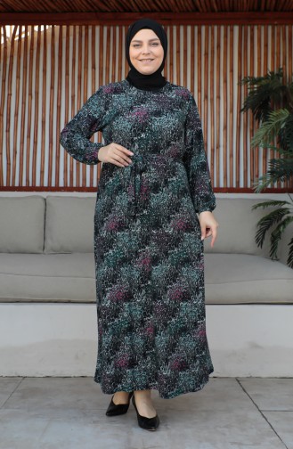 Plus Size Kleid Mit Gürtel 4579C-03 Grün 4579C-03