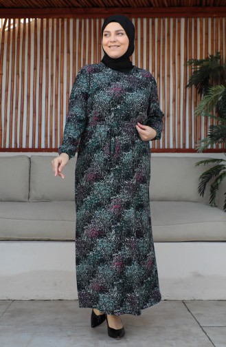 Plus Size Kleid Mit Gürtel 4579C-03 Grün 4579C-03