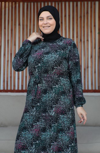 Plus Size Kleid Mit Gürtel 4579C-03 Grün 4579C-03
