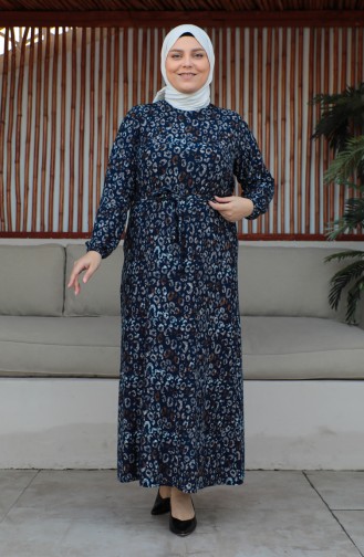 Robe Ceinturée Grande Taille 4579D-01 Bleu 4579D-01