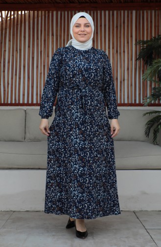 Plus Size Belted Dress 4579D-01 Blue 4579D-01