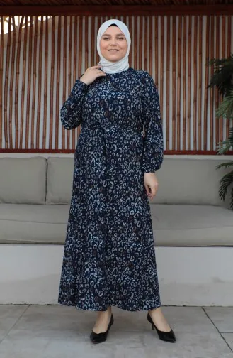 Robe Ceinturée Grande Taille 4579D-01 Bleu 4579D-01